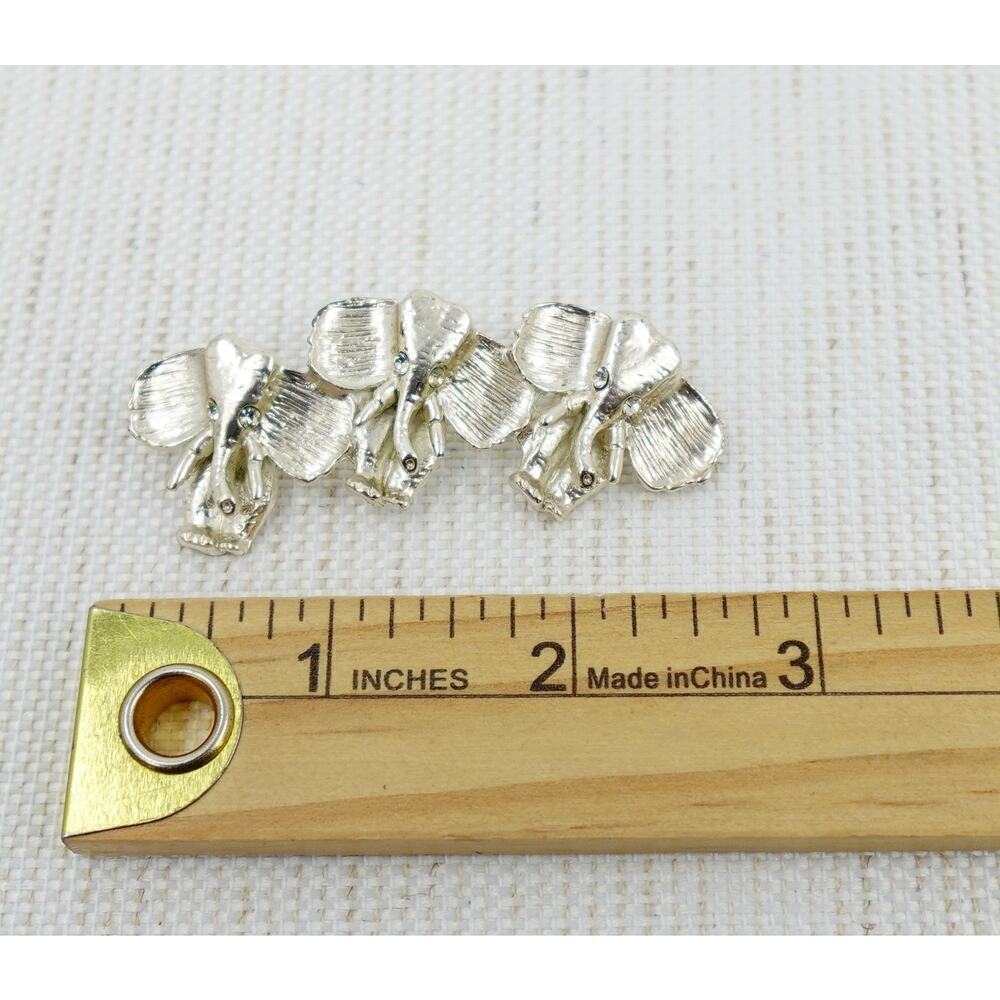 Elephant Brooch Silver-Tone Rhinestone Eye‎ Novelty Pin - Picture 9 of 12